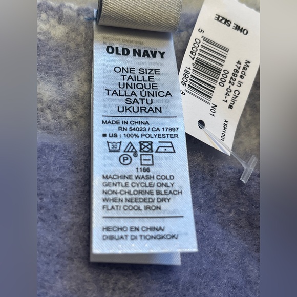 NWT Old Navy Soft Fleece Scarf with Fringe - Purple and White 82" x 14" COZY - Picture 6 of 7